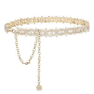 Rhinestone Belt Sliver Sparkly Crystal Dimonad For Women Dresses Wedding 9176